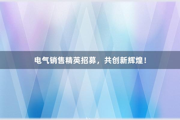 电气销售精英招募，共创新辉煌！