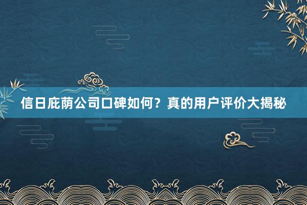 信日庇荫公司口碑如何？真的用户评价大揭秘